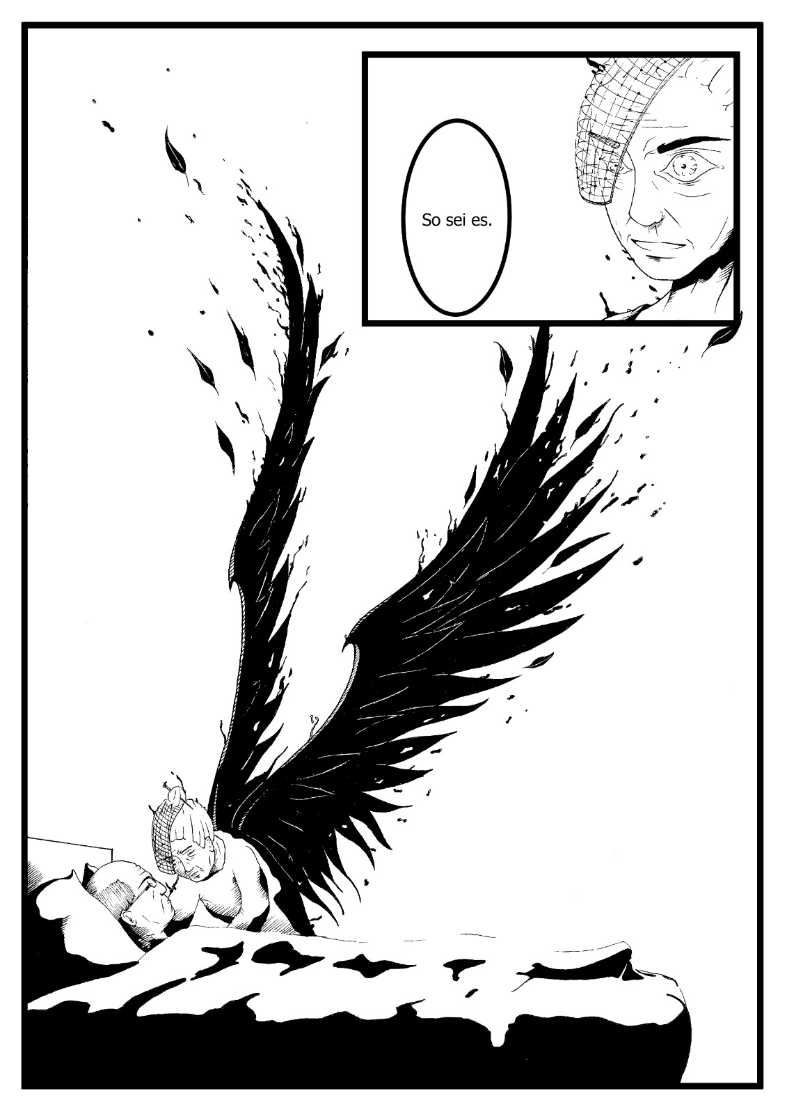 Der Shinigami küsst den Vater, er nimmt ihm somit das Leben