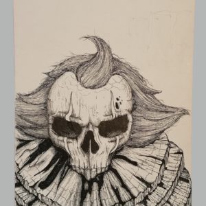 Es, 30x40cm, Feinliner auf Kartonleinwand