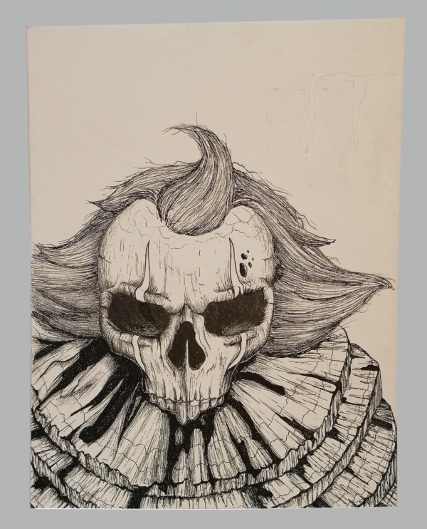 Es, 30x40cm, Feinliner auf Kartonleinwand