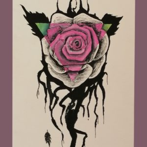 Rose, 27,5x15cm, Aquarell auf Papier