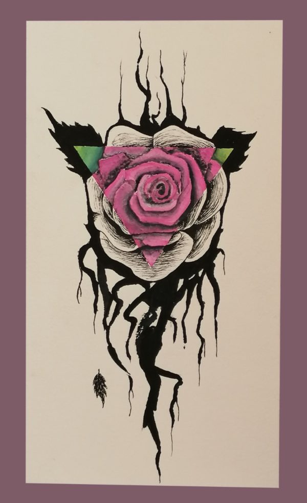 Rose, 27,5x15cm, Aquarell auf Papier