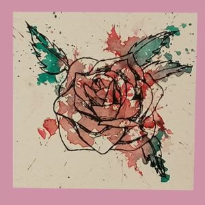 little Rose, 8x8cm, Aquarell auf Papier