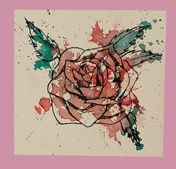 little Rose, 8x8cm, Aquarell auf Papier